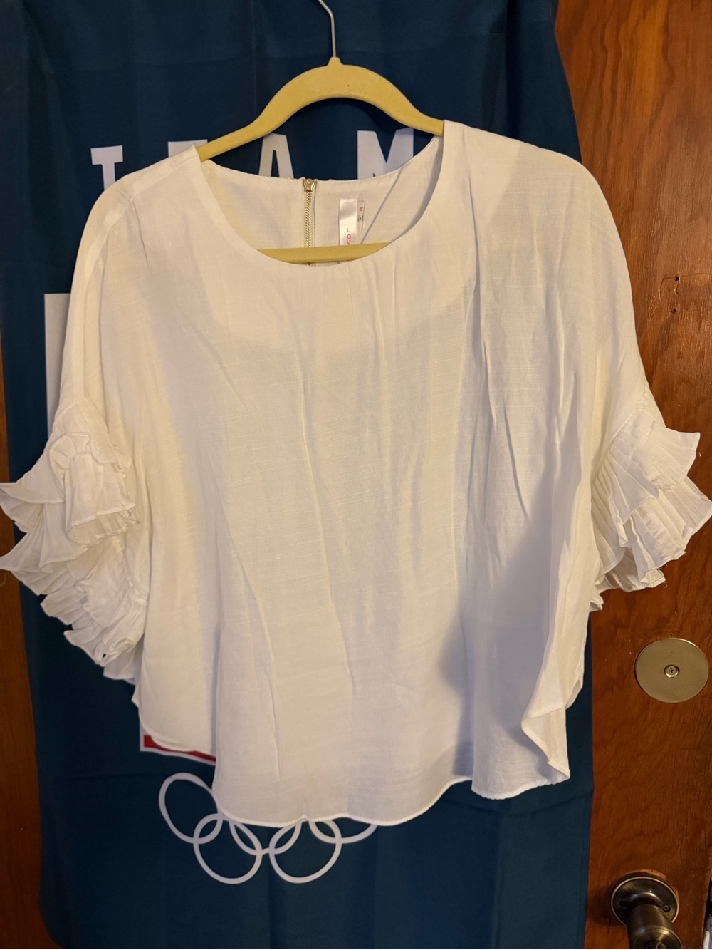 White Ruffle-Sleeve Women’s Blouse